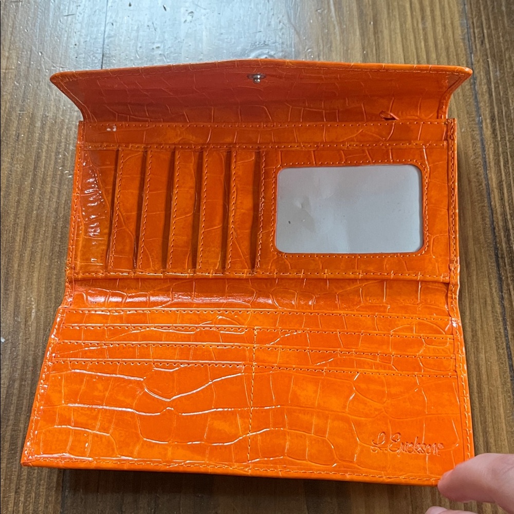 Source Unknown Vibrant Orange Crocodile-Embossed … - image 3